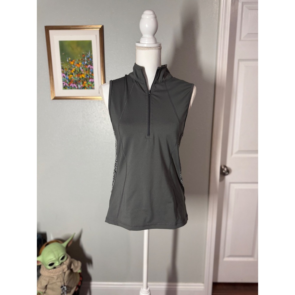 InMotion by New York & Company Sleeveless Activewear Top Large Gray Half‎ Zip